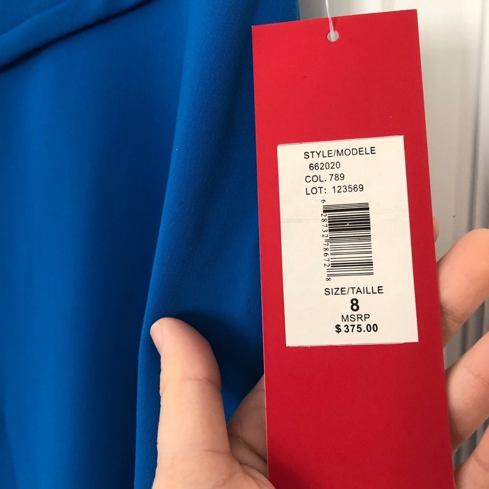 NWT $375 Carmen Marc Valvo Bateau Neckline Midi Dress - Size 8 - Picture 8 of 9